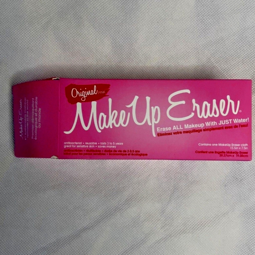The original Pink Make Up Eraser Polyester Full Size (15.5" x 7.25") NEW IN BOX!